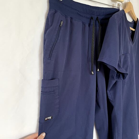 Grey's Anatomy by Barco spandex stretch navy blue scrubs set women's size M - Picture 3 of 7